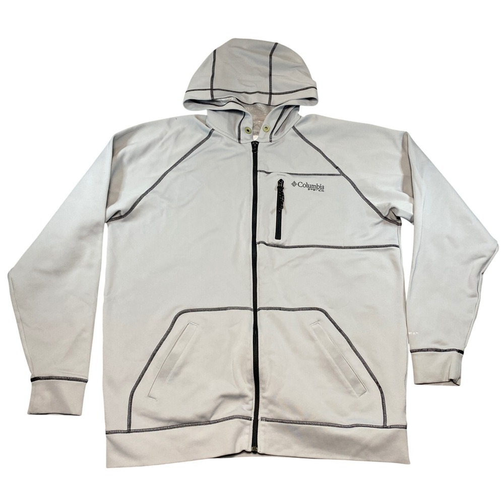 Columbia PFG Omni-Heat Full Zip Hoodie Mens Large Gray Performance Jacket FM6098